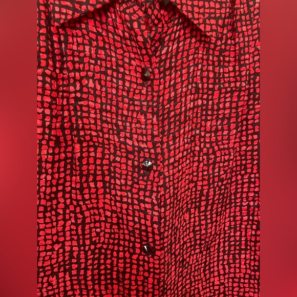 Vintage Nieman Marcus red and black 3 piece 100% silk skirt set | 4 - Picture 6 of 16